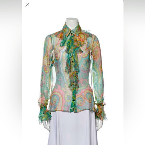 Dolce & Gabbana printed long sleeve blouse - size small US (IT40) - Picture 1 of 4